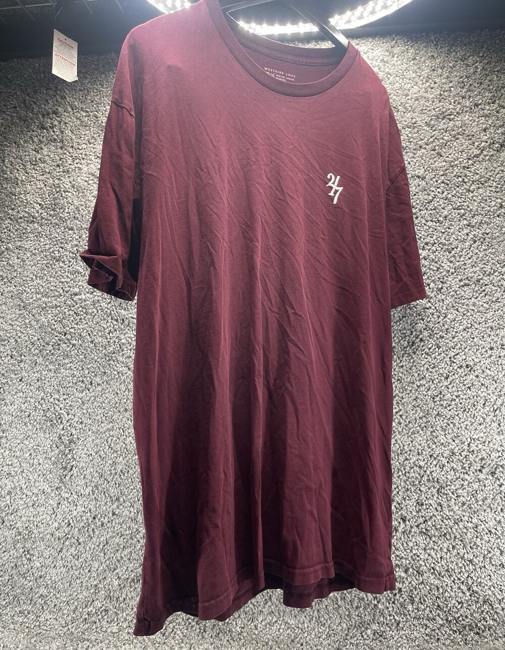 Westside Love TShirt Men XXL TShirt Tee 247 Team No Sleep Maroon Casual Preowned